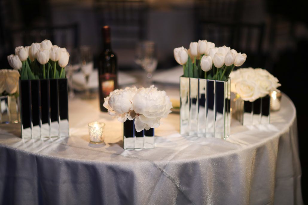 Samara & Keshar Wedding - Low Centerpiece Tulip Peony - Tribeca 360 - Photography by Alison Conklin