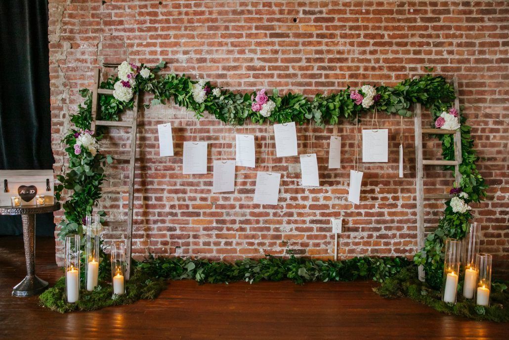 Amanda and Donald - Ladder Seating Chart Display - Liberty Warehouse - Photography by South Eleventh