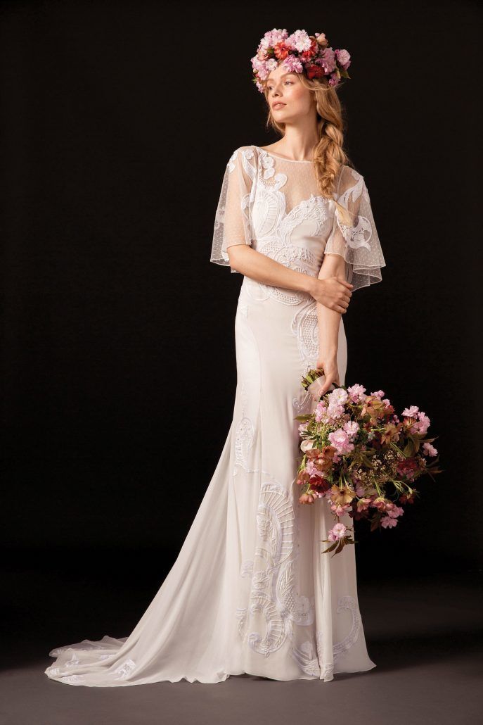 Bridal Gown - Flutter Sleeves - Temperley London - Spring 18 - via Vogue.com