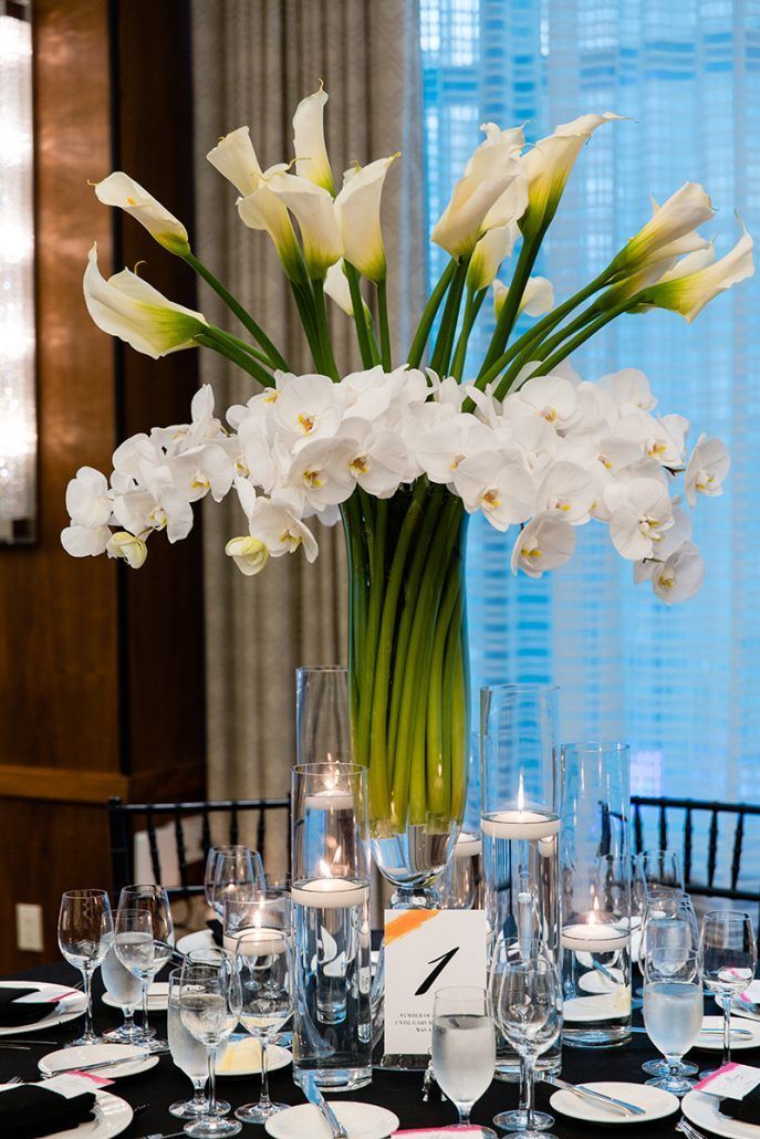 Jacqueline & Gary - High Centerpiece - lily orchid - Trump Soho - Casey Fatchett Photography