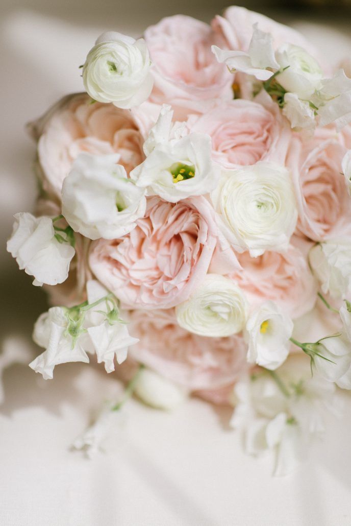 Amanda & Daniel Wedding - Brides Bouquet Lisianthus Ranunculus O'Hara Rose Sweet Pea - Stonebridge Country Club Long Island - by Off Beet Productions