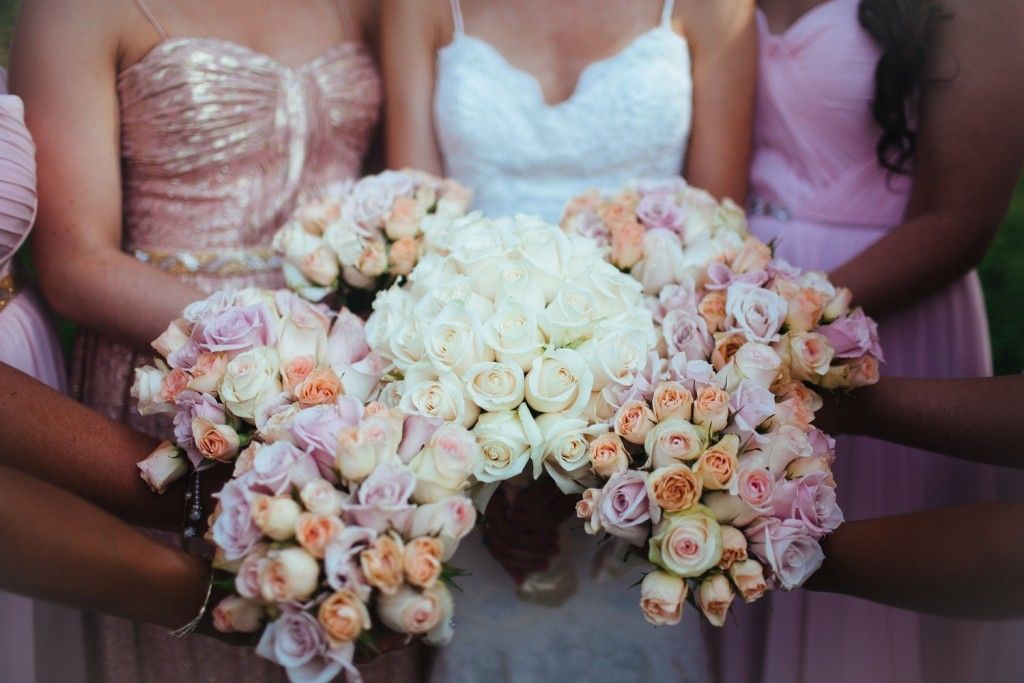 rose bridal and bridesmaids bouquets- blush bouquets