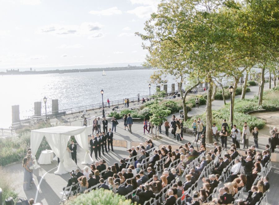 Jessica & Brian Wedding - Ceremony - Battery Gardens NYC - by Rebecca Yale