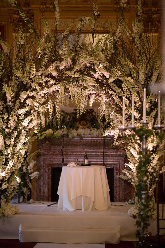 Raphaela & Neil Wedding - Chuppah Curly Willow Delphinium Dendrobium Orchid - Metropolitan Club - by Hechler Photographers