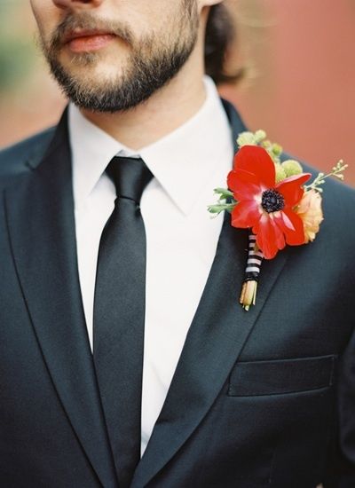 Poppy boutonniere. Image: Landon Jacob Photography.