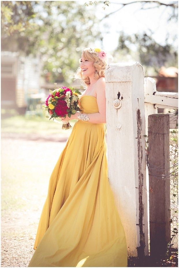 Bride in bright yellow