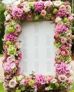 Floral-framed seating chart