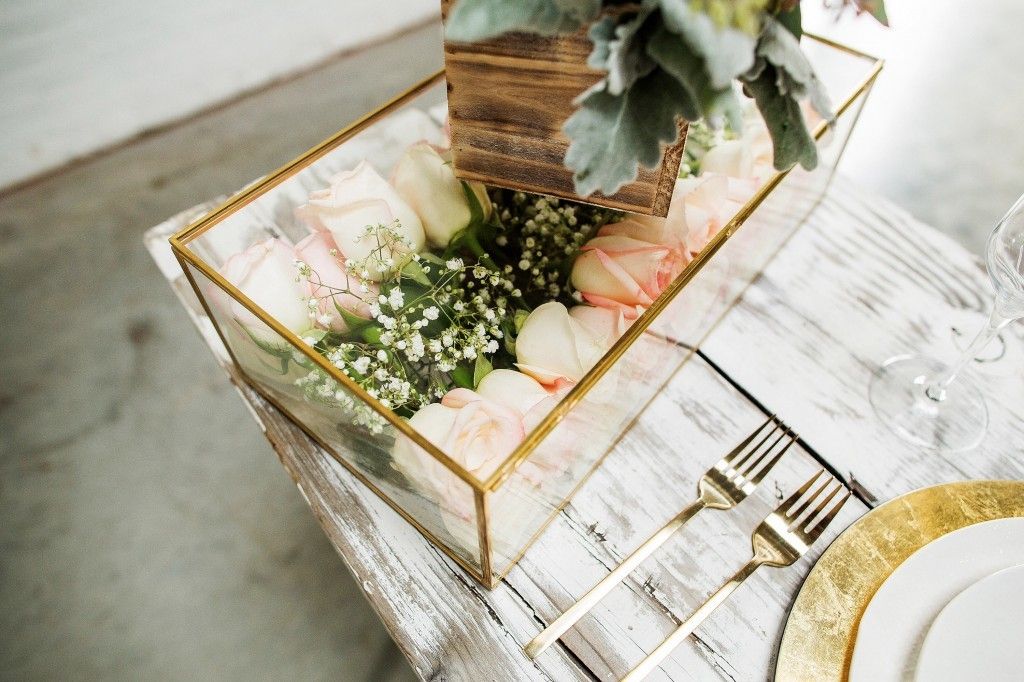 Roses in west elm glass boxes