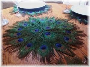 Peacock-feather-centerpiece-mats