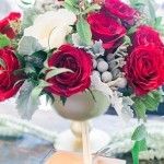 burgundy bacarra rose centerpiece