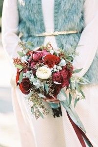 Mary & Eric Vow Renewal - red white dusty miller bouquets - Photography by Alexis June Weddings