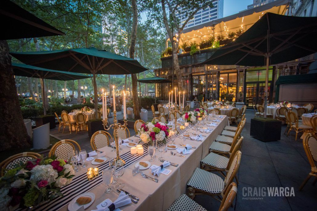 Tablescape wide shot / Shelby & Jonathon / Bryant Park Grill / Craig Warga Photograpy 