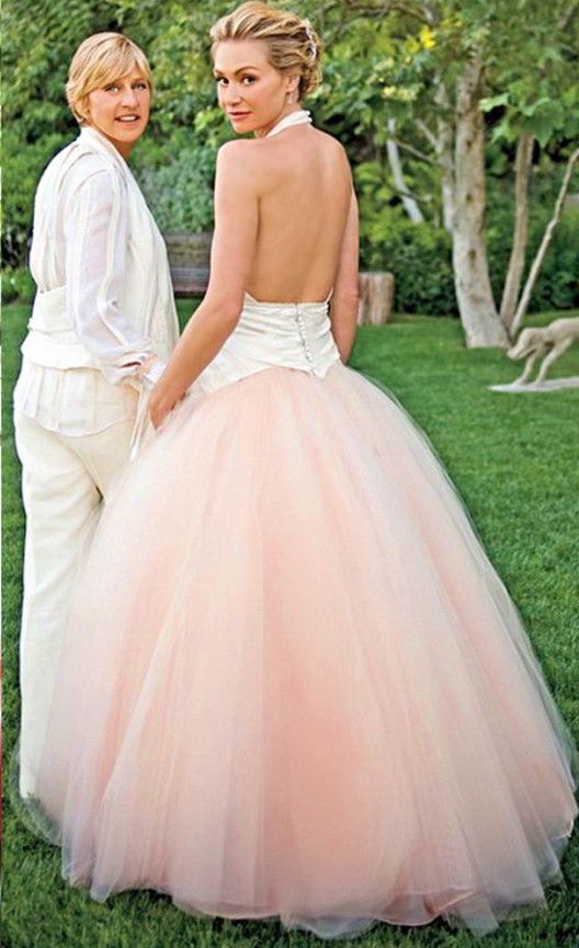 Portia De Rossi / Pink Wedding Dress / via lightinthebox.com