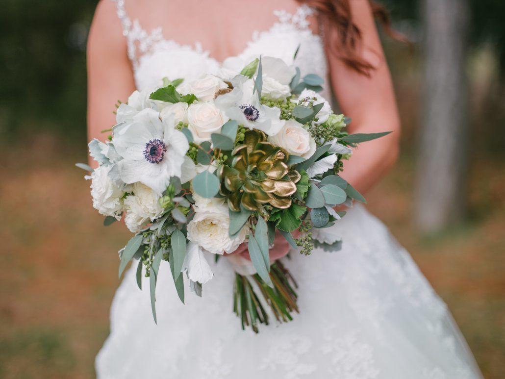 Succulent Bridal Bouquet / Danielle & Jared / Ryland Inn / Paul Francis Photography 
