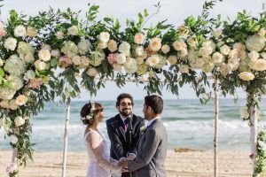 Shelley and Safa - Floral Arch - Ceremony - Gurneys Montauk Resort - Flora and Fauna Photography