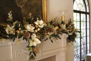 Fireplace Mantle with Garland - via Louis Guerra Design