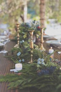 Tablescape at Woodland Wedding in New England - by Hazelwood Photo - via FabMood