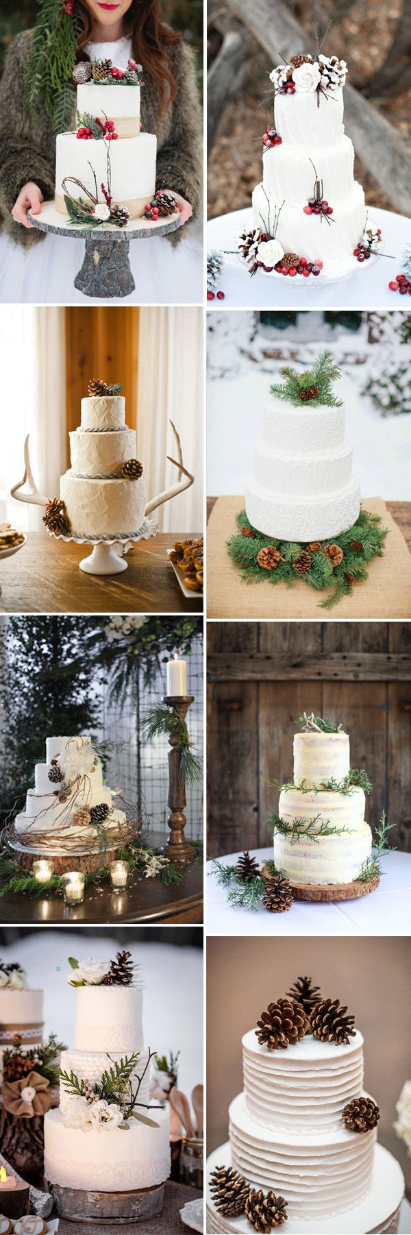 White Winter Wedding Cakes - via EC Invites