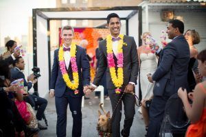Bright Pop Flower Lays - Brad and Manjil - NYC Wedding - Studio 450 - by Weddings by Two