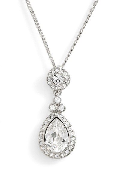 Crystal Teardrop Pendant Necklace- Romantic Bridal Look-Givenchy