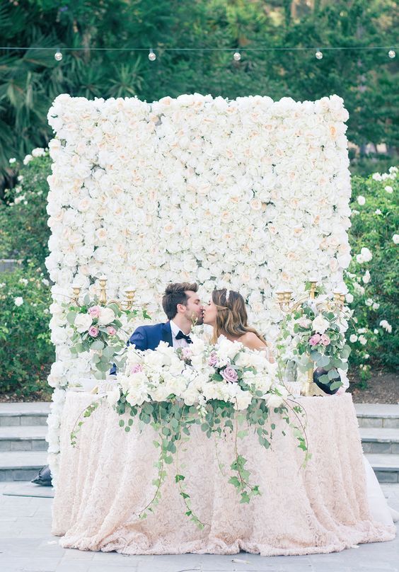 Floral Wall Backdrop - Photo by Chad Annie Photography - via Ruffled Blog