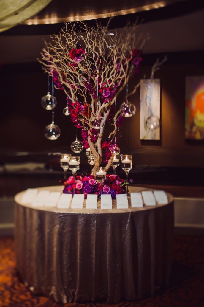 Joann & Michael Wedding - Card Table - Manzanita Tree - Roses Ranunculus Orchids Calla Lilies Hydrangea - Mandarin Oriental - Ryan Brenizer Photography