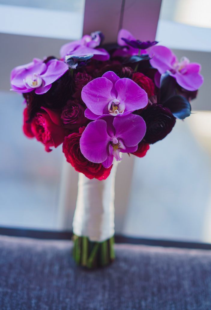Joann & Michael Wedding - Bridal Bouquet - Orchid Ranunculus Rose Lily Anemone - Mandarin Oriental NYC - Photography by Ryan Brenizer