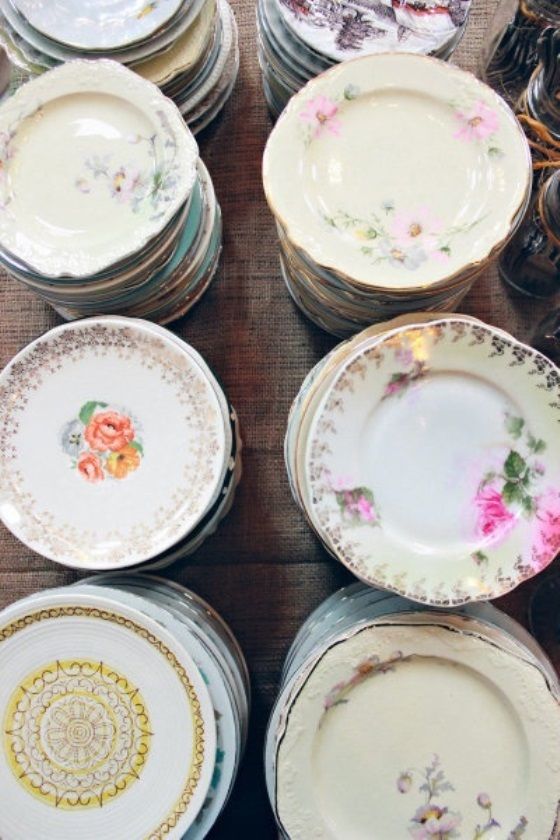 Modern Vintage Tea Party Decor - Vintage Dishes - Southern Wedding - via A Low Country Wed.com