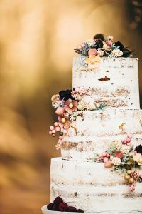 Naked Square Floral Wedding Cake - by Redfield Photography - via Wedding Party App.com