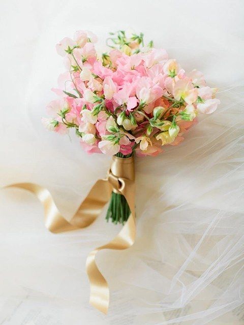 Pink Sweet Pea Bridal Bouquet - Photo by Erin Kate Photo - via Brides.com