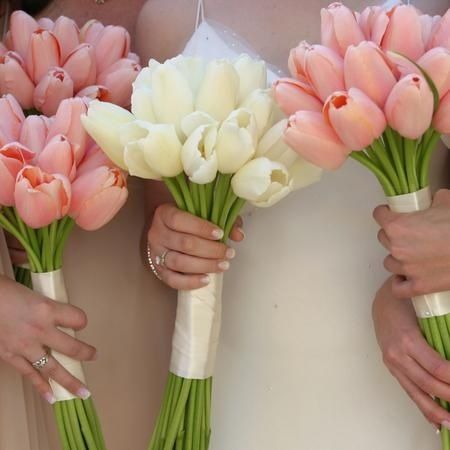 Pink and White Tulip Bouquets - via A Lacey Perspective