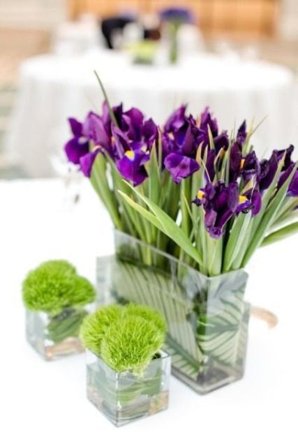 Purple Iris Flower Arrangement - via Revel-blog.com