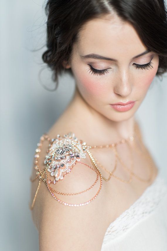 Rose Gold Shoulder Necklace_-Vintage Bridal Look-Etsy Shop