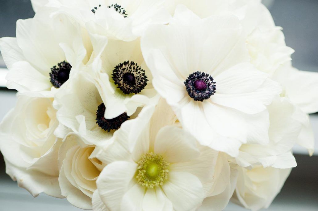 Samantha & Aaron - White Anemone Bouquet - Studio 450 - by Photo Pink Photography