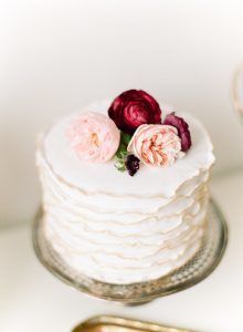 Simple One Tier Cake with Flowers - Elizabeth Anne Designs