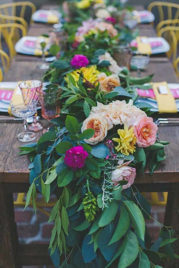 Tropical Floral Table Runner - via Want That Wedding.com
