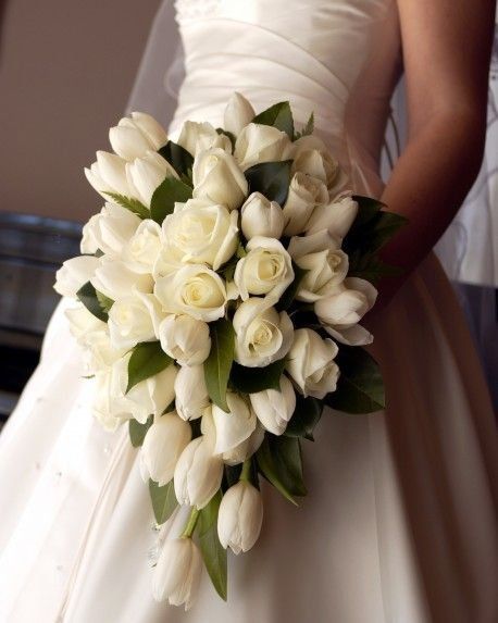 White Tulip Cascading Bouquet Weddings - via Always Fabulous Flowers