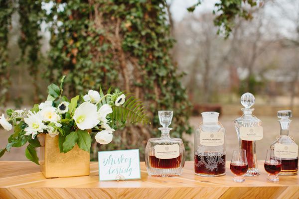 A Whiskey Tasting -St Patricks Day Wedding Ideas-Sara & Rocky Photography - via Kate Aspen.com