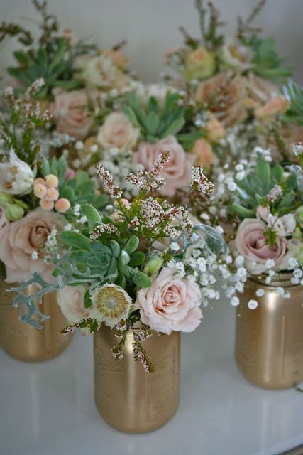 Beautiful Mason Jar Centerpieces - via Beautiful-Bridal Blogspot