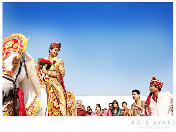 Indian Wedding - Groom - Baraat - Kate Byars Photography - via Maharani Weddings.com