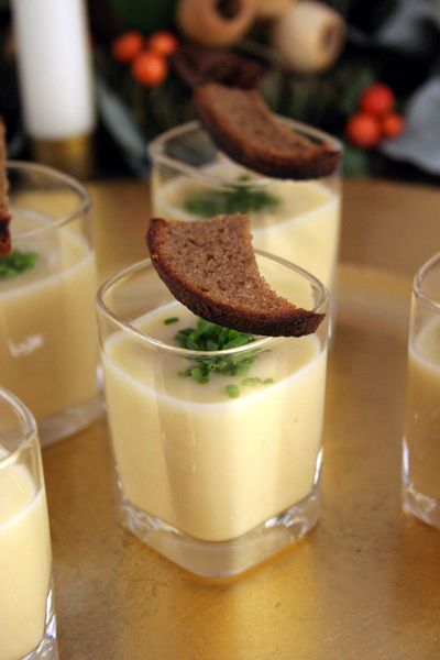 Potato & Blue Cheese Soup Shots - Irish Inspiration Menu - via The Passionate Cook