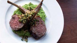 Rack of Lamb with Hazelnut Gremolata & Pea Puree - by Raquel Pelzel - via Tasting Table