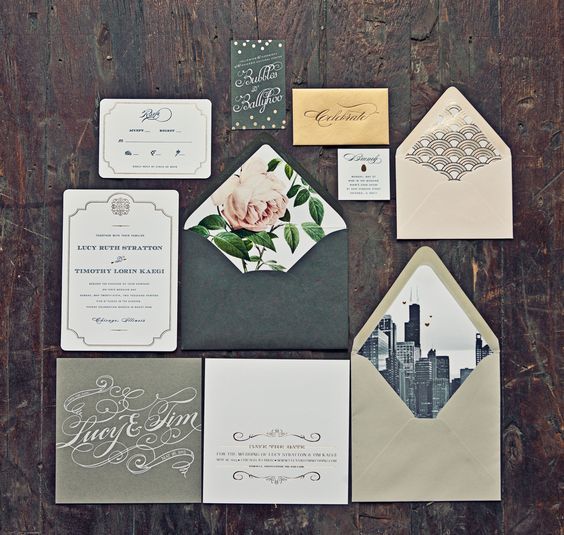 Taxonomies - Printed Wedding Invitation Envelopes - via Style Me Pretty