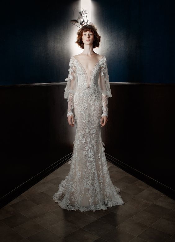 Bridal Gown - Flutter Sleeves - Collections - 2018 Spring - via WWD.com
