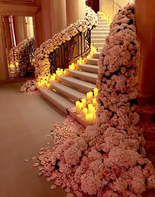 Floral Garland - Staircase - via Pinterest.com