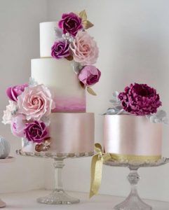 Lilac, Berry, Blush Color Scheme - Wedding Cake - Cotton and Crumb - via Mod Wedding.com