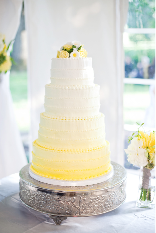 Limoncello Inspired Yellow Wedding Cake - Crowns, Balloons and Ombre Blog - via Erin Ever After. BlogSpot.com