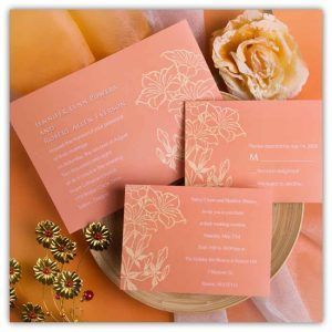 Peach, Pink, Orange - Wedding Invitations - via Elegant Weddings Invites.com