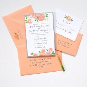 Peach Rose Blooms Wedding Invitations - Layered Peach Rose - via Mospens Studio