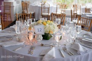 Sivan & Gary - White Hydrangea Yellow Rose Low Centerpieces - Oceanbleu - by Ron B Wilson Photography (14)